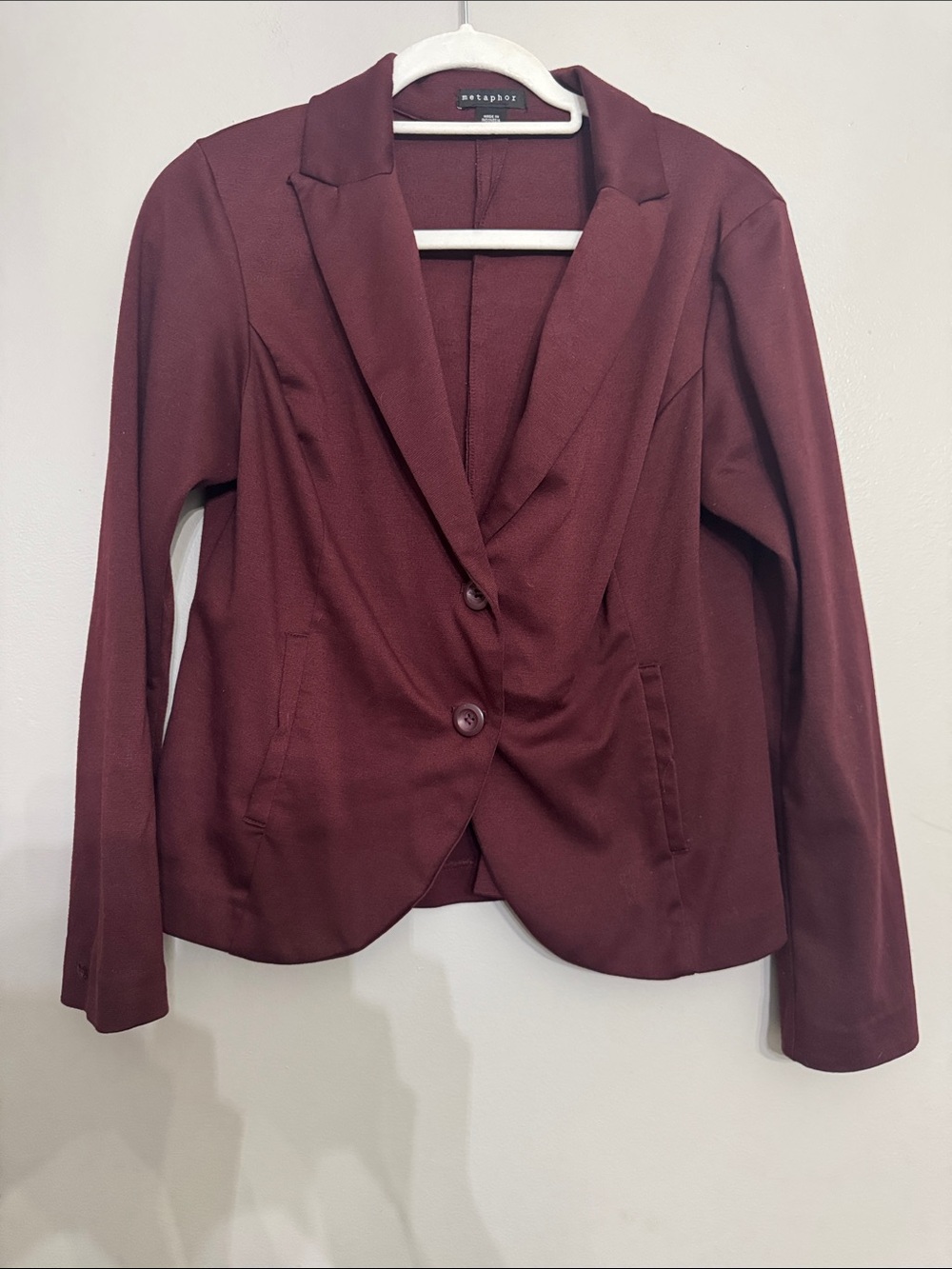 Metaphor Women's Wine-Red Two-Button Blazer